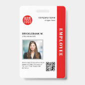 Badge Code QR Entreprise Employé Code photo Entreprise (Avant)