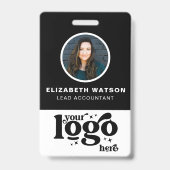 Badge Code QR Et Logo De L'Entreprise Photo Noire Identi (Avant)