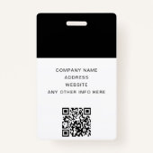 Badge Code QR Et Logo De L'Entreprise Photo Noire Identi (Dos)