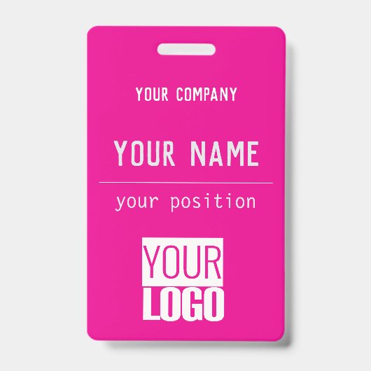 Badge code QR et logo rose chaud (Avant)