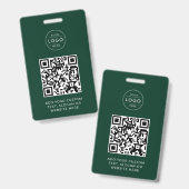 Badge Code QR Forest Green Logo personnalisé de l'entrep (Avant & arrière)