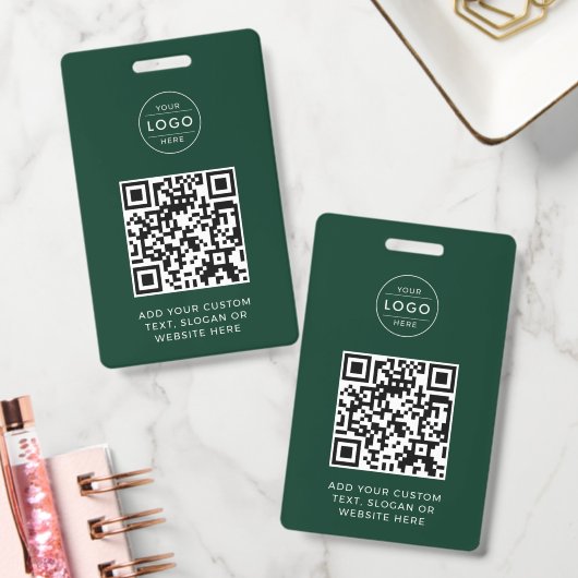 Badge Code QR Forest Green Logo personnalisé de l'entrep (Bureau)