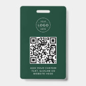 Badge Code QR Forest Green Logo personnalisé de l'entrep (Arrière)