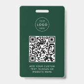 Badge Code QR Forest Green Logo personnalisé de l'entrep (Avant)