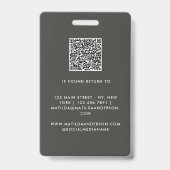 Badge Code QR gris beige moderne photo minimale abstrait (Arrière)