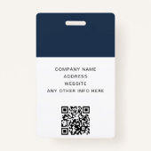 Badge Code QR - Logo de l'entreprise Marine Photo bleue (Dos)