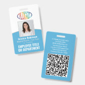 Badge Code QR Logo de l'entreprise Photo de l'employé Bl (Avant & arrière)