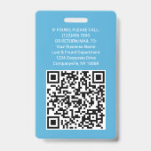 Badge Code QR Logo de l'entreprise Photo de l'employé Bl (Arrière)