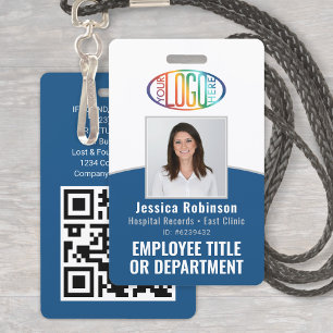 Badge Code QR Logo de l'entreprise Photo de l'employé Cl