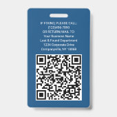 Badge Code QR Logo de l'entreprise Photo de l'employé Cl (Arrière)