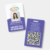 Badge Code QR Logo de l'entreprise Photo d'identité prof (Avant & arrière)