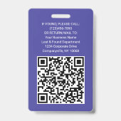 Badge Code QR Logo de l'entreprise Photo d'identité prof (Arrière)