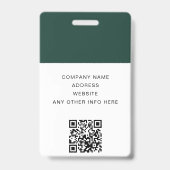 Badge Code QR Logo de l'entreprise Photo vert foncé Iden (Arrière)