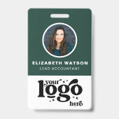 Badge Code QR Logo de l'entreprise Photo vert foncé Iden (Avant)