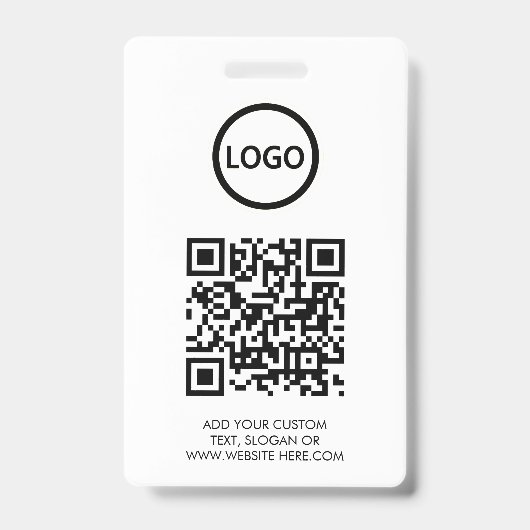 Badge Code QR | Logo d'entreprise moderne noir pour évén (Avant)