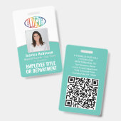 Badge Code QR Logo d'entreprise Photo d'identité de l'em (Avant & arrière)