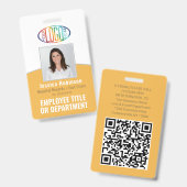 Badge Code QR Logo d'entreprise Photo d'identité du pers (Avant & arrière)