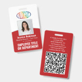 Badge Code QR Logo d'entreprise Photo d'identité du sala (Avant & arrière)