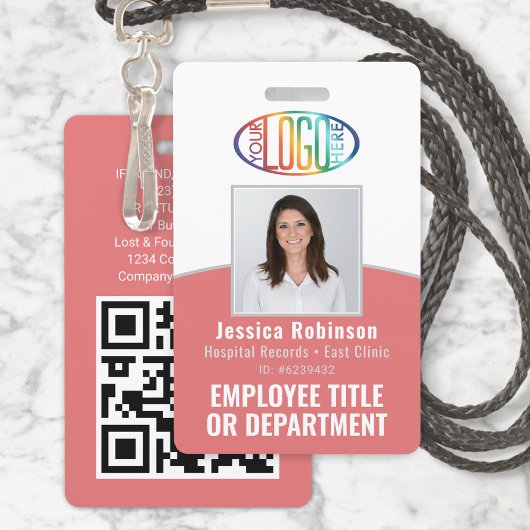 Badge Code QR Logo d'entreprise Photo d'identité profess