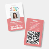 Badge Code QR Logo d'entreprise Photo d'identité profess (Avant & arrière)