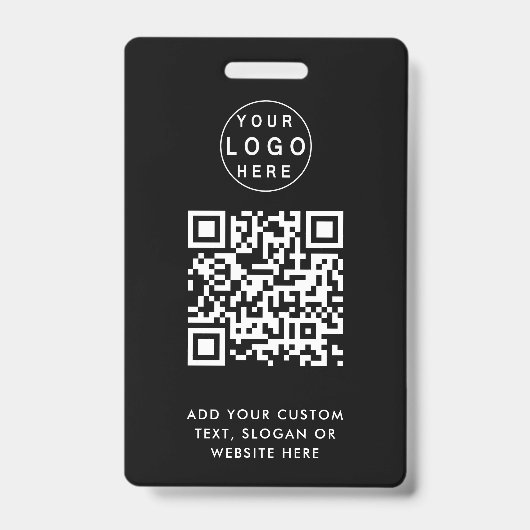 Badge Code QR | Logo d'événement commercial moderne noir (Avant)
