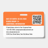 Badge Code QR Logo ID de chantier de construction person (Arrière)