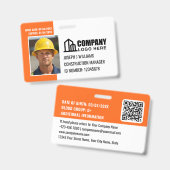 Badge Code QR Logo ID de chantier de construction person (Avant & arrière)