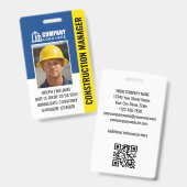 Badge Code QR Logo ID de chantier de construction person (Avant & arrière)