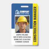 Badge Code QR Logo ID de chantier de construction person (Avant)