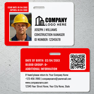 Badge Code QR Logo ID de chantier de construction person