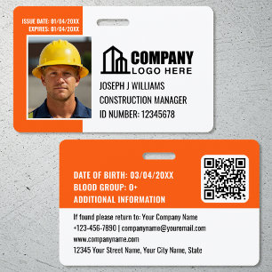 Badge Code QR Logo ID de chantier de construction person