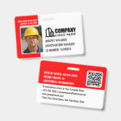 Badge Code QR Logo ID de chantier de construction person (Avant & arrière)