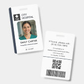 Badge Code QR Logo Médical Photo de l'employé Nom ID Adm (Avant & arrière)