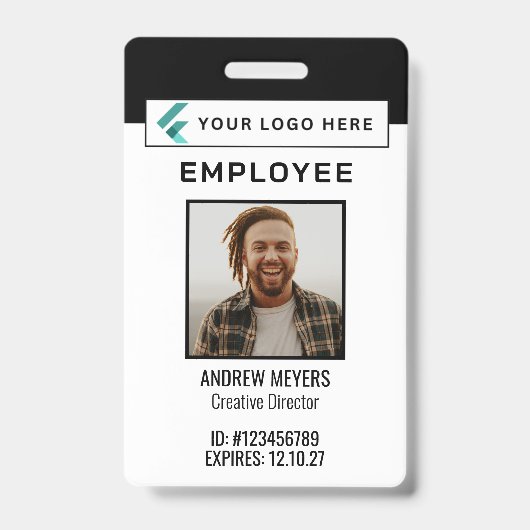 Badge Code QR Logo Photo d'entreprise Employé (Avant)