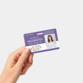 Badge Code QR Logo Photo ID employé Vaccin Pass Violet (À main)