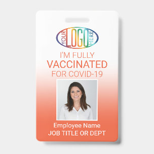 Badge Code QR Logo Photo ID Passe de Vaccin Covid Orange