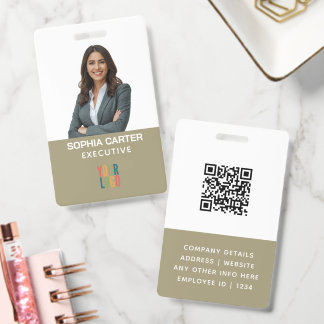 Badge Code QR Logo Photo Personnalisé Employé Iguane Cou