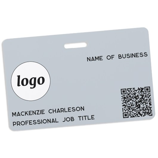 Badge Code QR Logo Professionnel Entreprise Bleu Nom