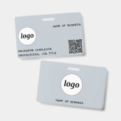 Badge Code QR Logo Professionnel Entreprise Bleu Nom (Avant & arrière)