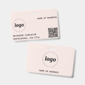 Badge Code QR Logo Professionnel Entreprise Rose Blush N (Avant & arrière)