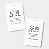 Badge Code QR minimal simple ajoutez logo scannez nom du (Avant & arrière)