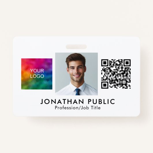 Badge Code QR modèle Logo de l'entreprise photo de l'emp (Devant)