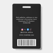 Badge Code QR Modern Black Business Logo Insigne d'événe (Dos)