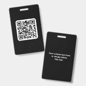 Badge Code QR moderne éditable | Noir Blanc ou toute cou (Avant & arrière)