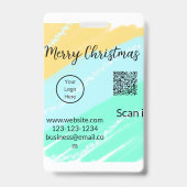 Badge code QR Noël joyeux affaires jaune vert wate (Arrière)