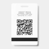 Badge Code QR noir blanc logo personnalisé ID photo empl (Dos)