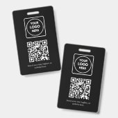 Badge Code QR noir | Conception de logo d'entreprise mod (Avant & arrière)