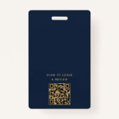Badge Code QR Noir Professionnel Bleu & Or Code Photo (Dos)