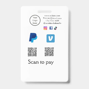 Badge Code QR paiement PayPal venmo scan ajoutez les rés