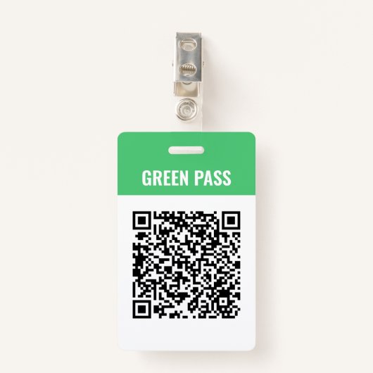Badge Code Qr personnalisé Covid Green Pass (Devant avec clip)